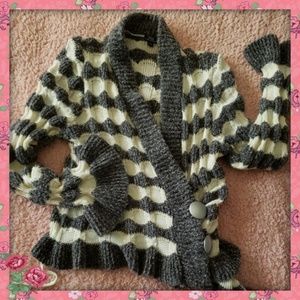 Chunky grey and white asymmetrical sweater